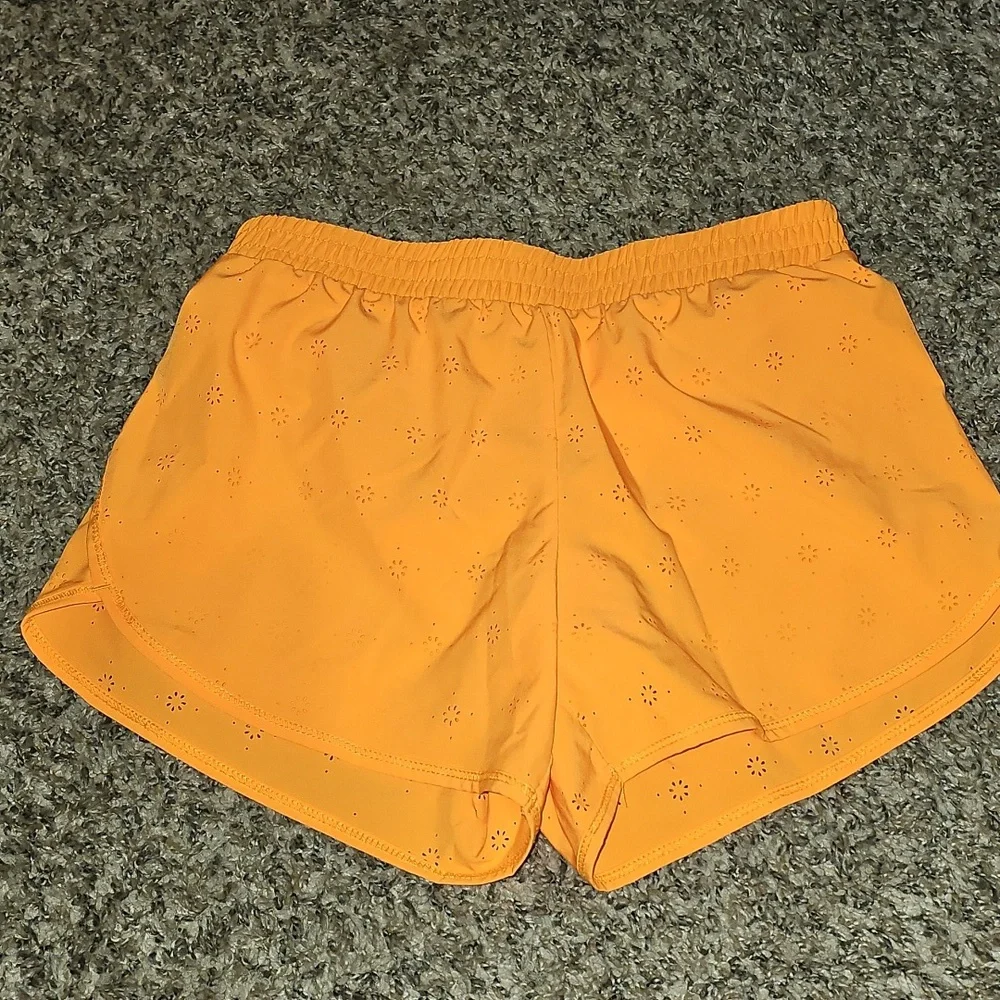 Yogalicious Nwots Girls Youth Brifht Orange Shorts With Liner. Sz Lg/12